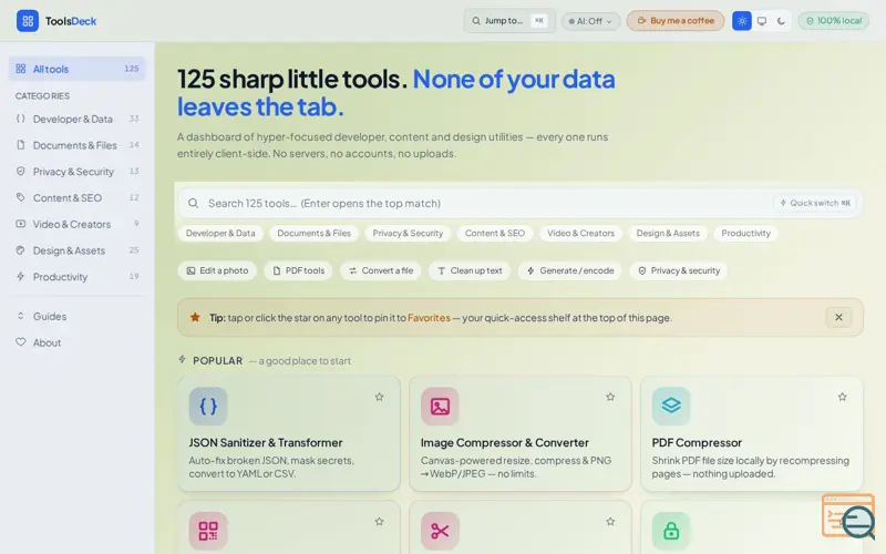Screenshot of Toolsdeck