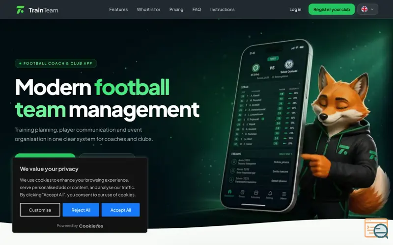 Screenshot of Aplikacja do zarządzania drużyną piłkarską | TrainTeam