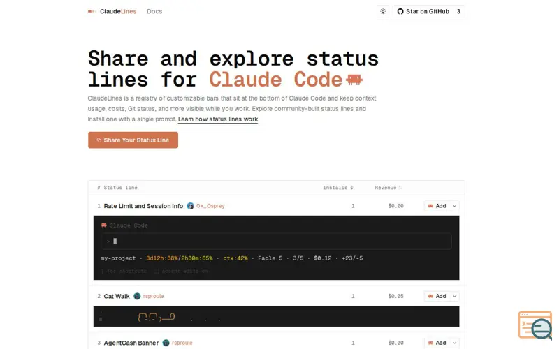 Screenshot of Claudelines