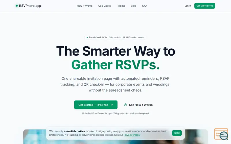 Screenshot of RSVPHere