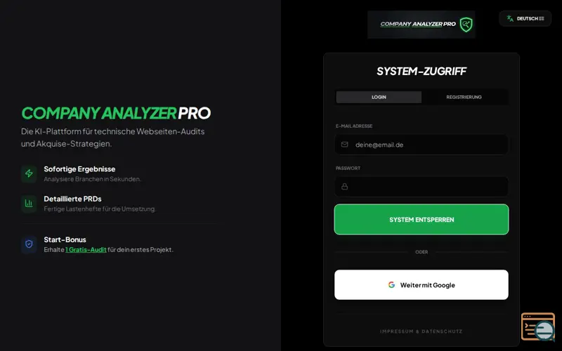 Screenshot of Company Analyzer Pro