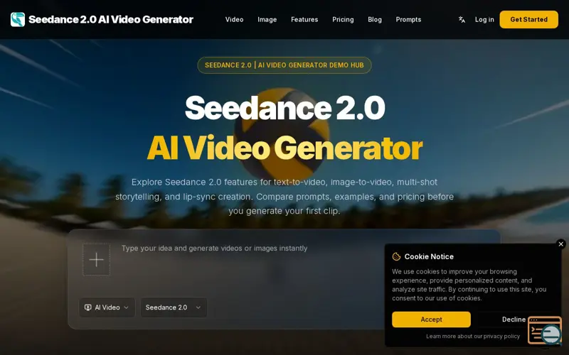 Screenshot of Seedance 2.0 AI Video Generator