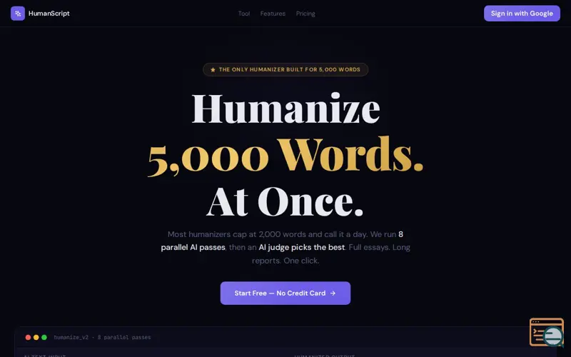 Screenshot of HumanScript  AI Humanizer