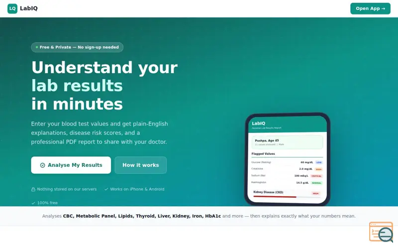 Screenshot of LabIQ