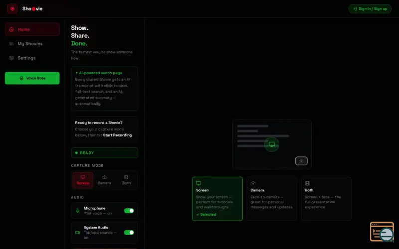 Screenshot of Shovie