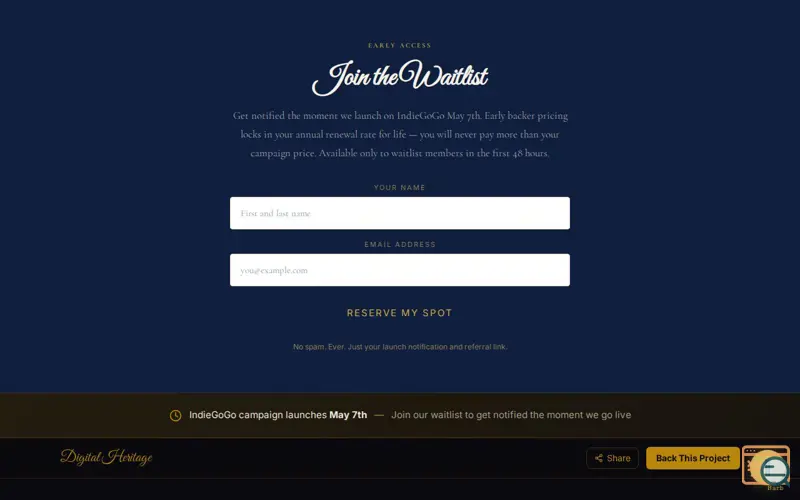 Screenshot of Digital Heritage