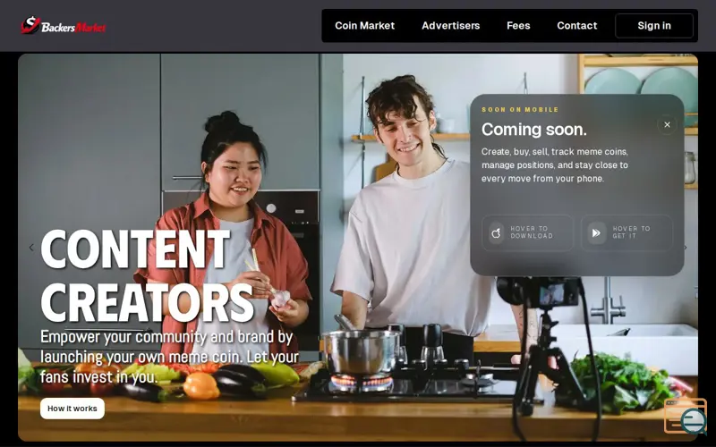 Screenshot of BackersMarket, a launch using Daily.co