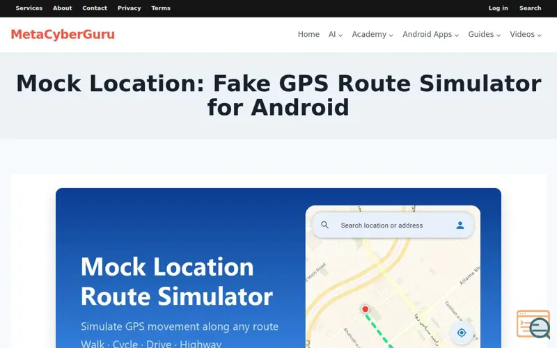 Screenshot of Mock Location, a launch using Mail.Baby