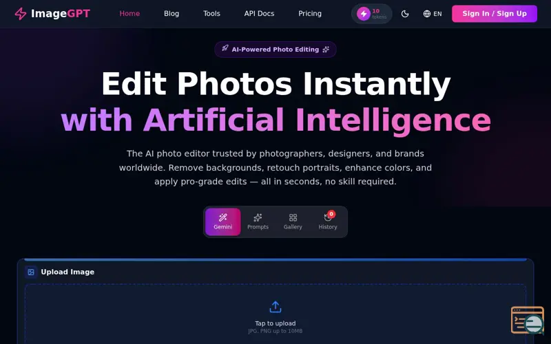 Screenshot of ImageGPT API