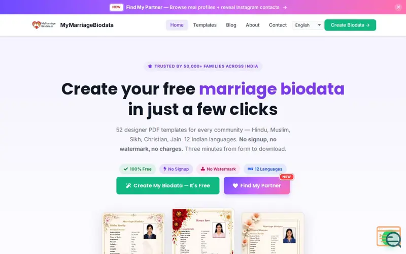 Screenshot of MyMarriageBiodata