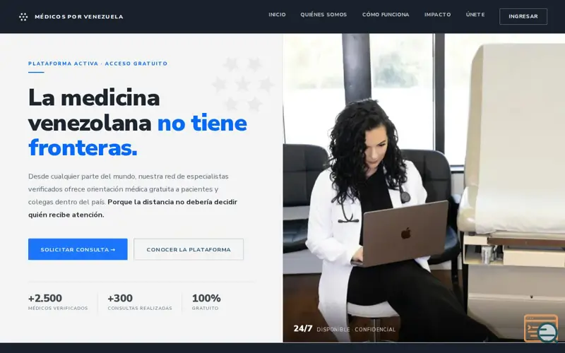 Screenshot of Médicos por Venezuela — Teleconsultas gratuitas
