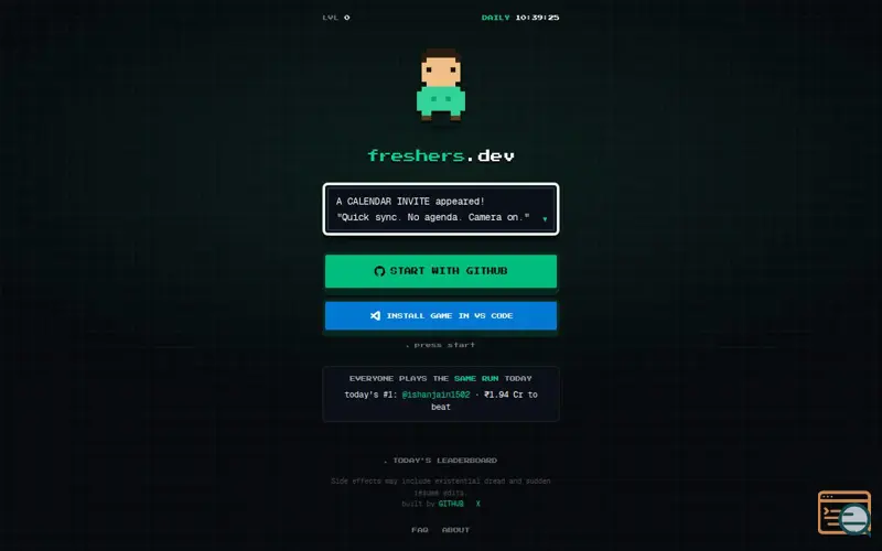Screenshot of freshers.dev