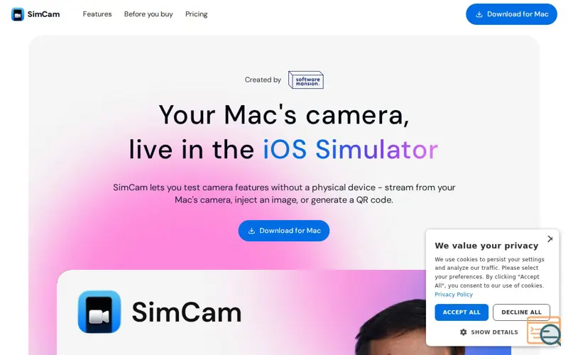 Screenshot of SimCam