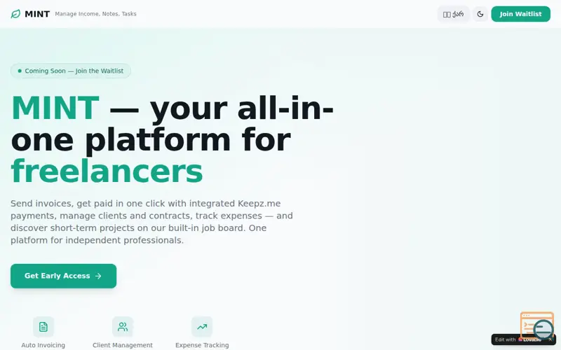 Screenshot of MINT