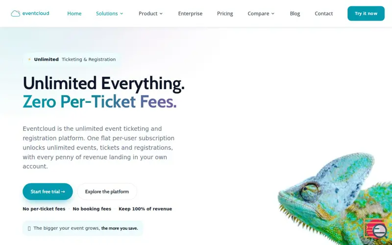 Screenshot of Eventcloud · Unlimited Event Ticketing