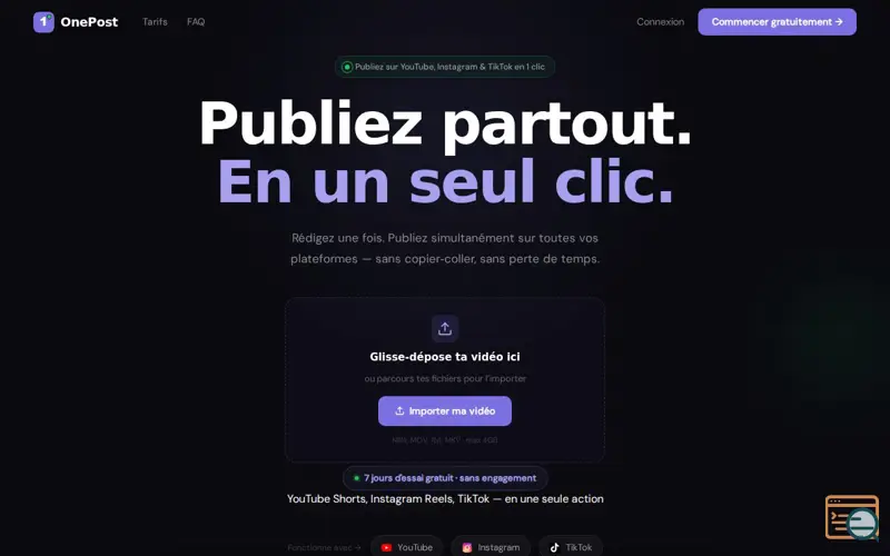 Screenshot of OnePost