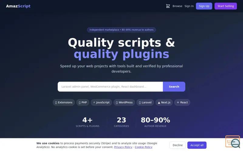Screenshot of AmazScript