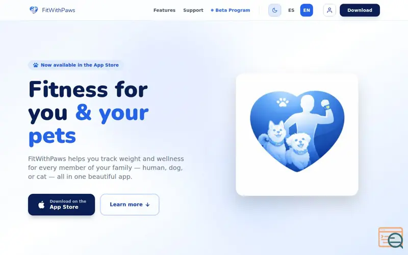 Screenshot of FitWithPaws