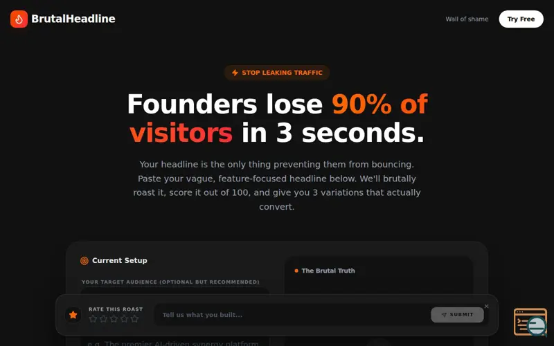 Screenshot of BrutalHeadline