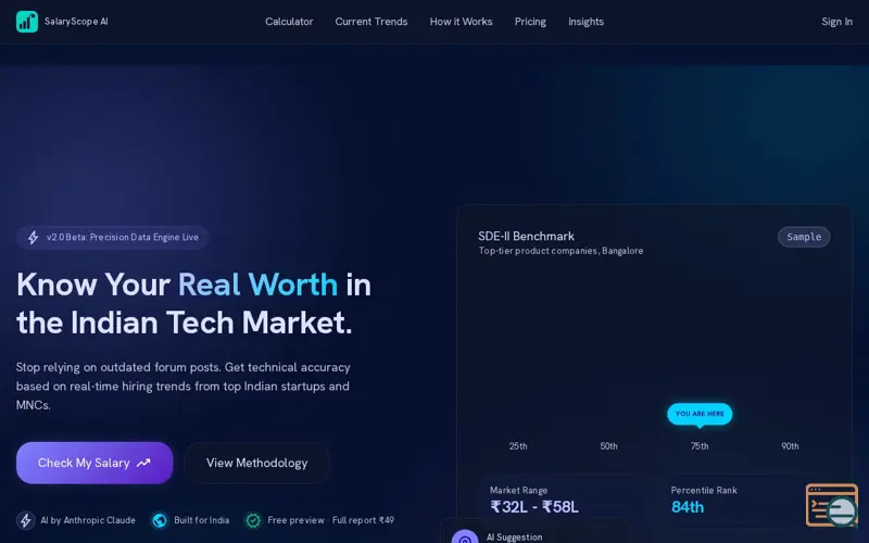 Screenshot of SalaryScopeAI