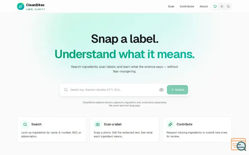 Screenshot of Cleanbites