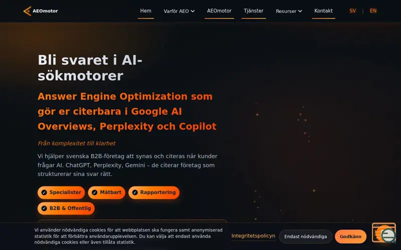 Screenshot of AEOmotor, a launch using Loopia