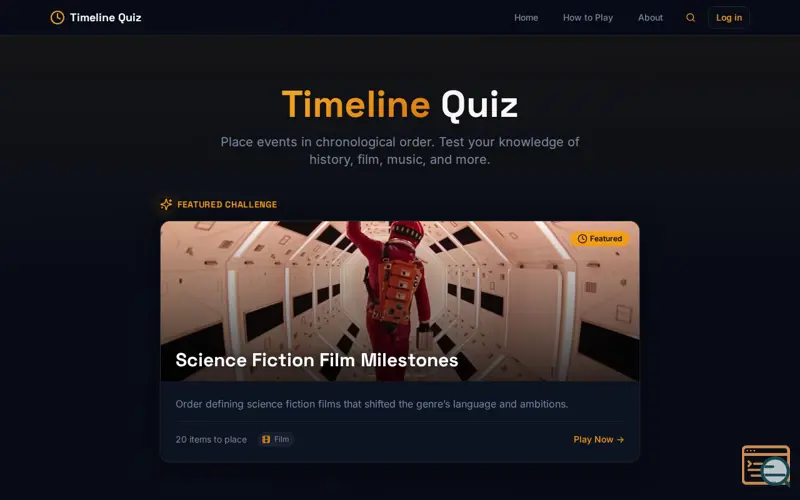 Screenshot of Timeline Quiz