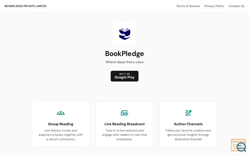 Screenshot of BookPledge