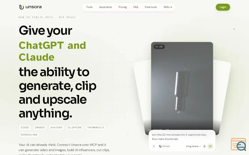 Screenshot of Unsora AI