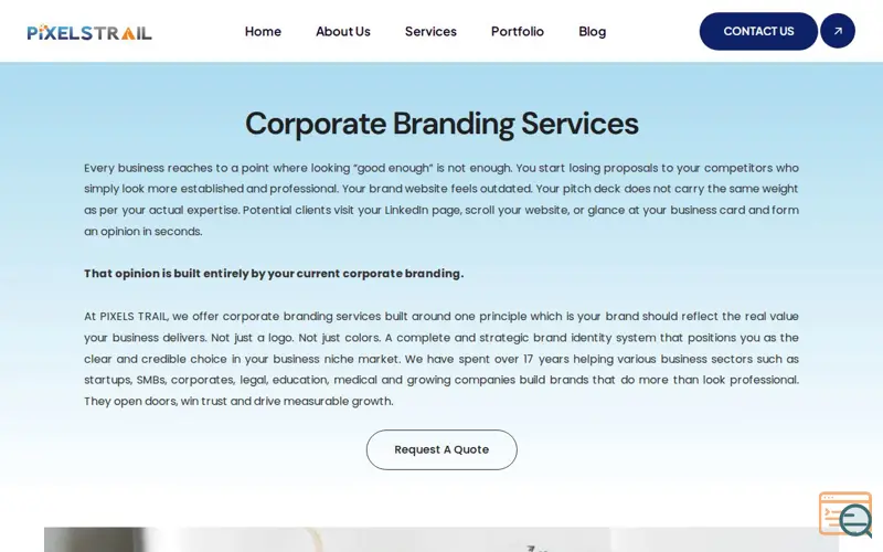 Screenshot of Corporate Branding, a launch using ServConfig DNS
