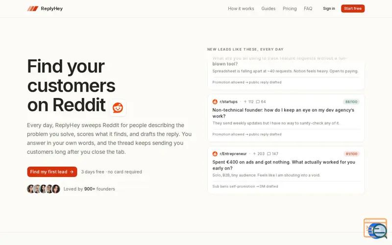 Screenshot of ReplyHey
