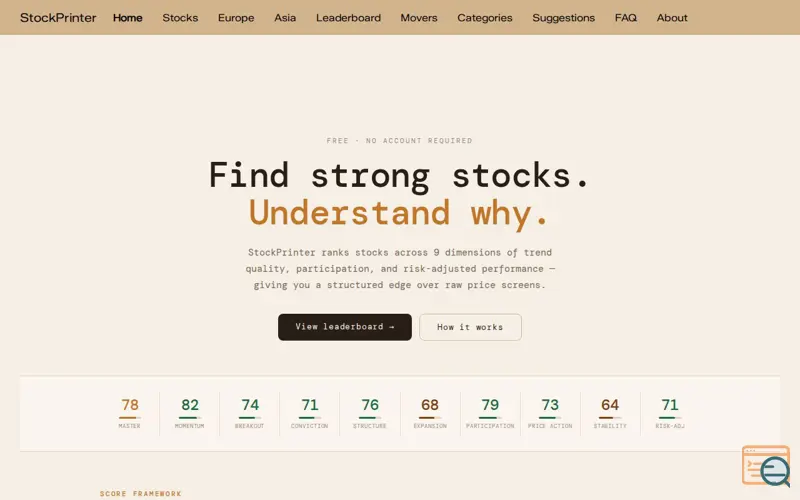 Screenshot of StockPrinter