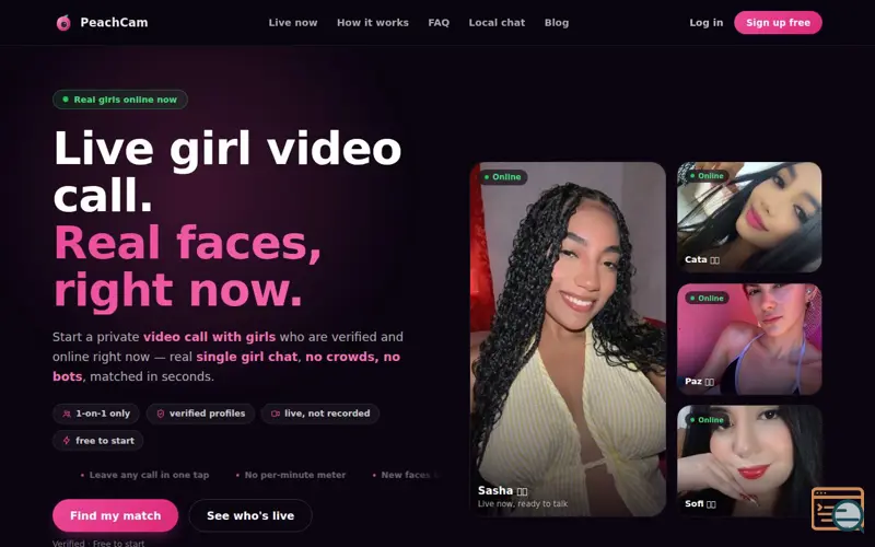 Screenshot of PeachCam Live, 1v1 Video Call