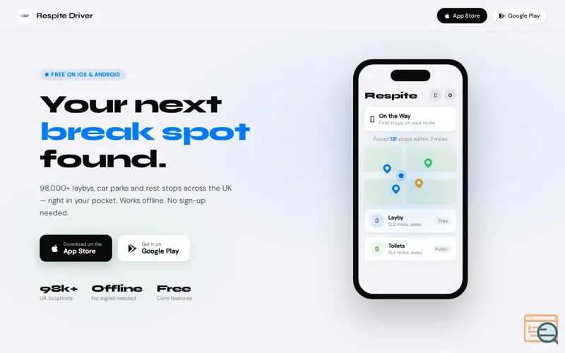Screenshot of Respite Driver - Layby Finder