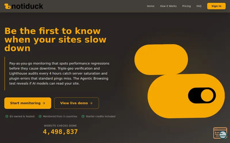 Screenshot of notiduck