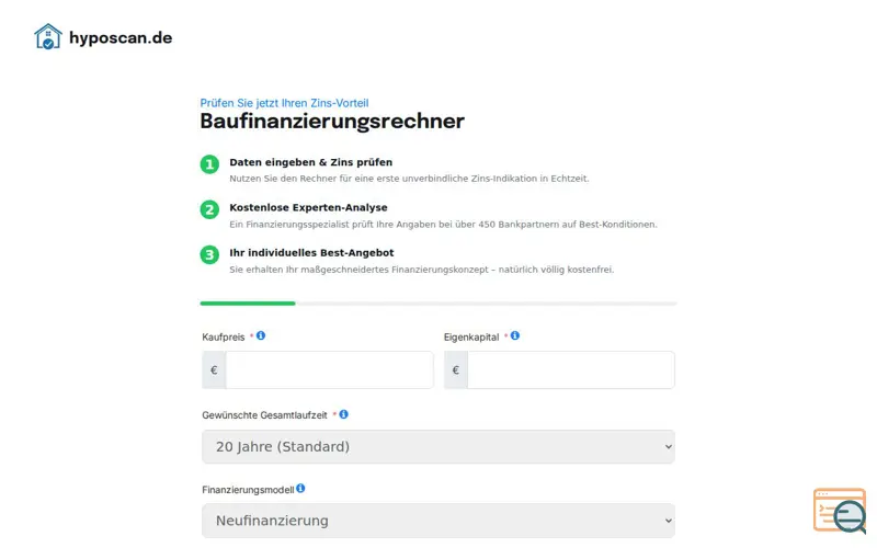 Screenshot of hyposcan.de, a launch using Borlabs Cookie