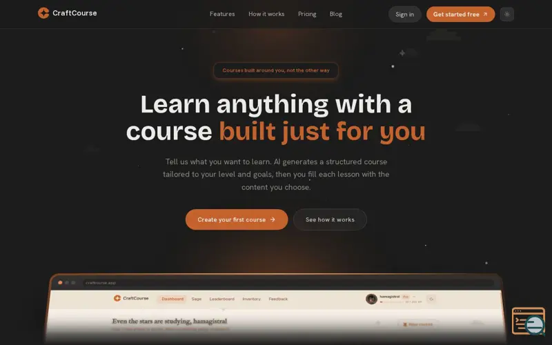 Screenshot of CraftCourse