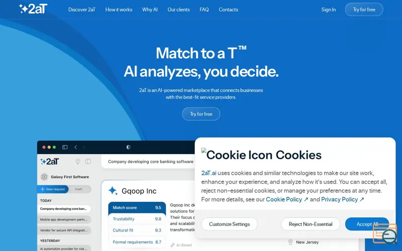 Screenshot of 2at.ai — B2B sourcing reimagined by AI