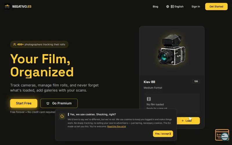 Screenshot of Negativo - Film Photography Manager