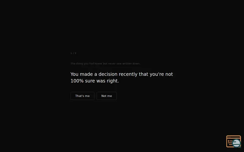 Screenshot of Point this at a decision you regret