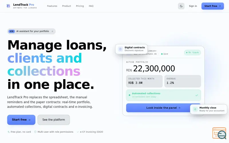Screenshot of LendTrack Pro, a launch using dLocal