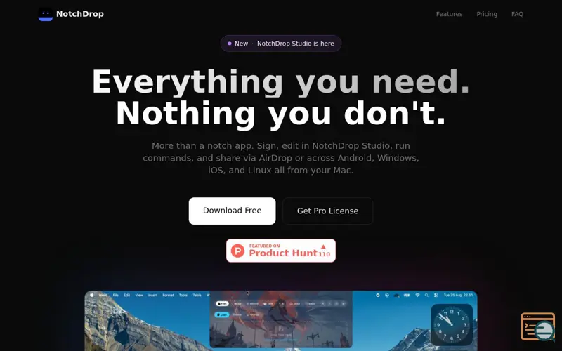 Screenshot of NotchDrop