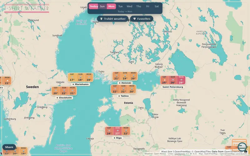 Screenshot of Tshirtweather