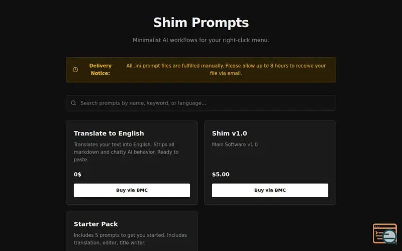 Screenshot of Shim: AI automation tool 