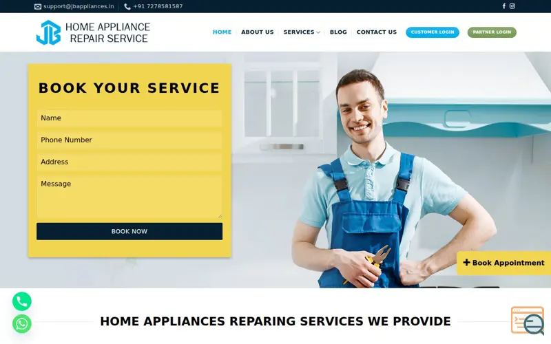 Screenshot of JB Home Appliance