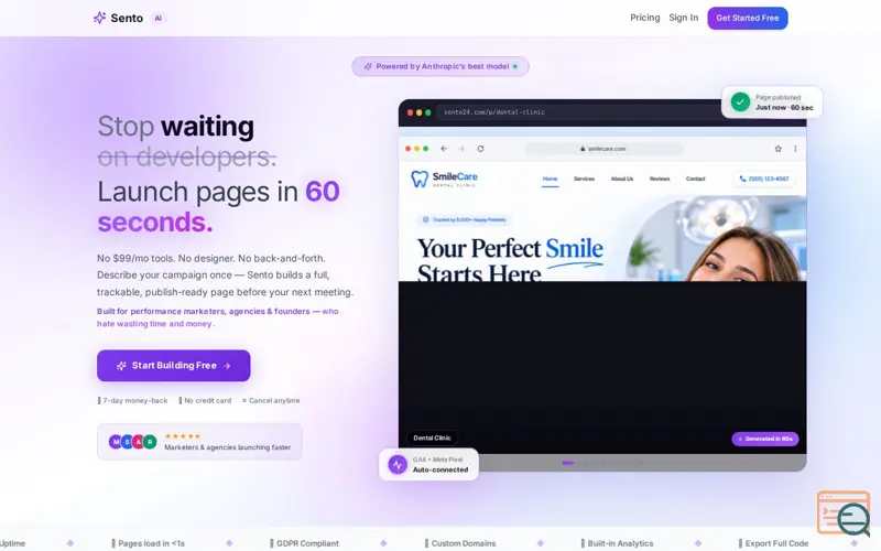 Screenshot of Sento AI