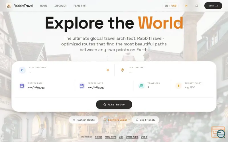 Screenshot of RabbitTravel, a launch using Sourcepoint