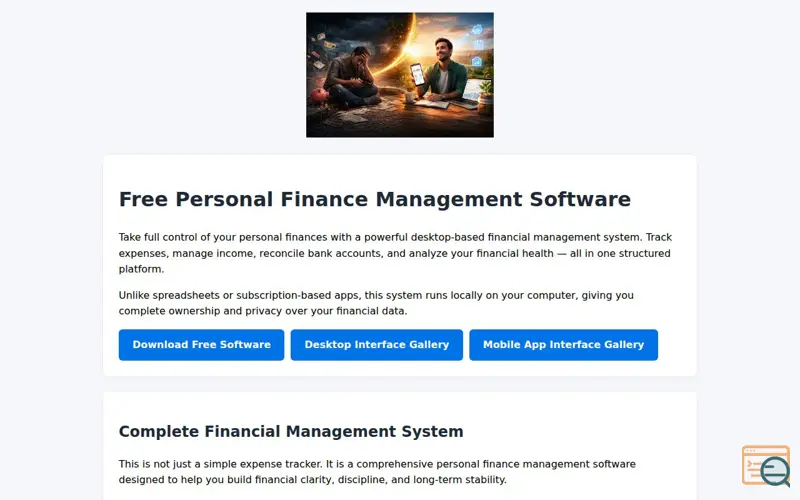 Screenshot of Personal Finance Management Software