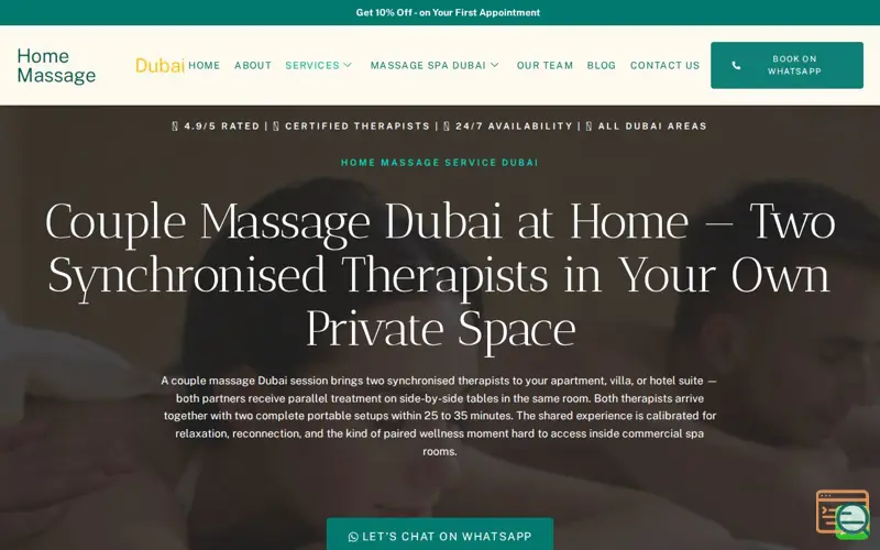 Screenshot of Home Massage Dubai, a launch using TablePress
