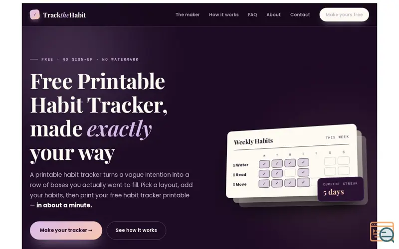 Screenshot of trackthehabit.com